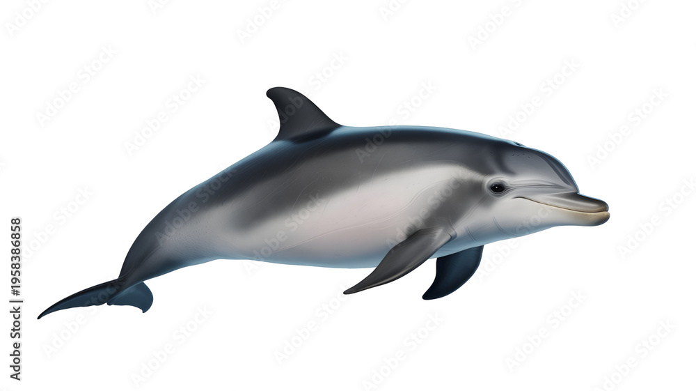 Obraz premium Detailed illustration of a dolphin swimming isolated on transparent white background png