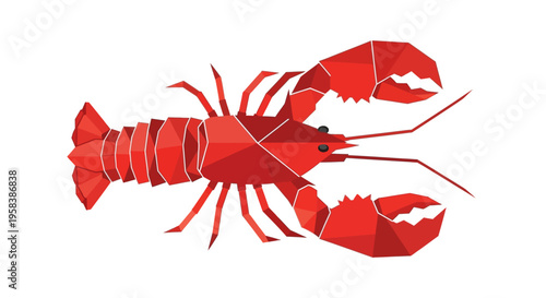 Geometric Red Lobster Illustration - Low Poly Seafood Art