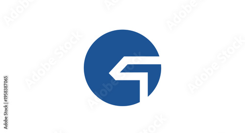 Blue Circle With White Abstract Shape