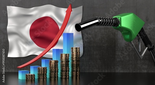 Obraz na plátne Japan - rising fuel prices concept - 3D illustration