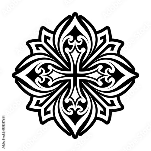 A solid style icon of abstract deco tattoo