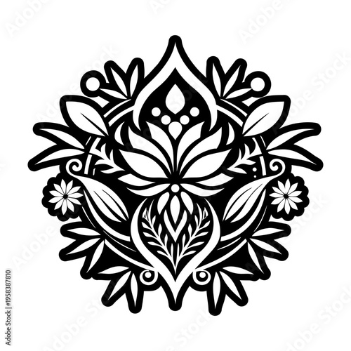 A filled style icon of flower art tattoo