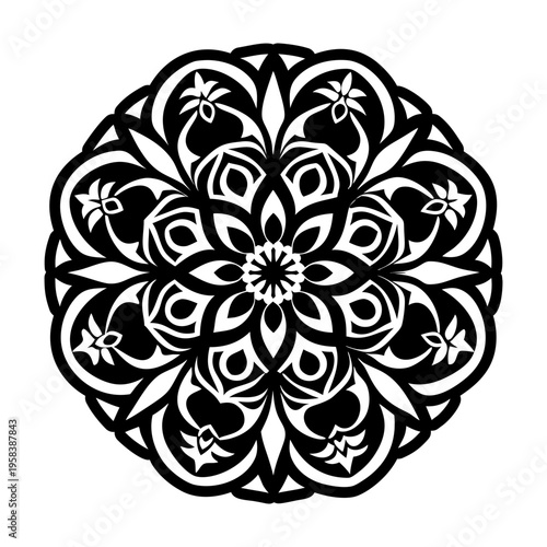 A glyph style icon of mandala tattoo