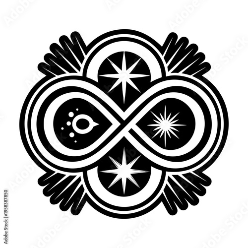 A solid style icon showing infinity tattoo artwork