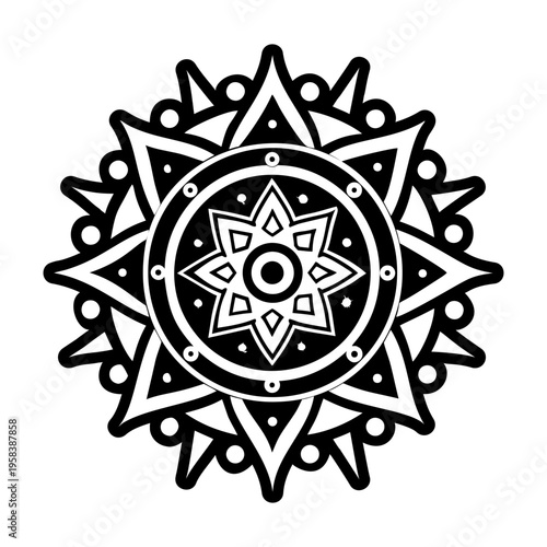 A filled style icon showing mandala circle