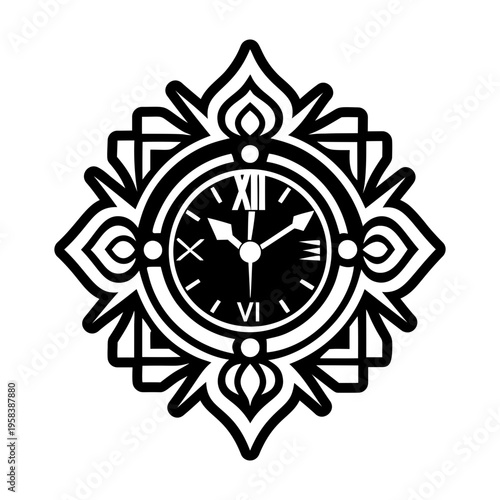 A glyph style icon depicting timepiece tattoo