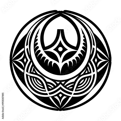 A glyph style icon of crescent moon tattoo