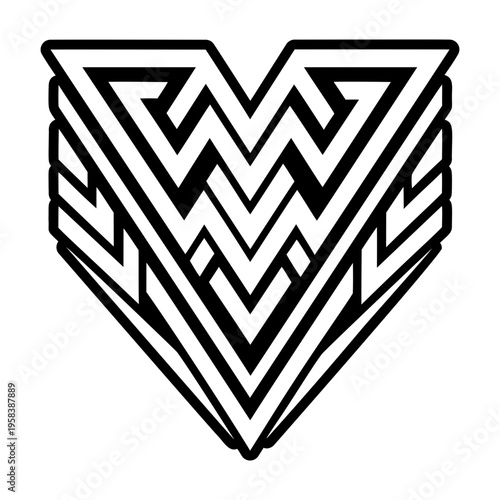 A solid style icon of chevron art