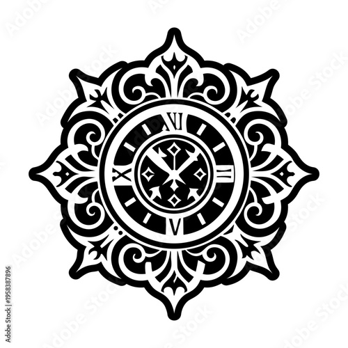 A glyph style icon of clock tattoo