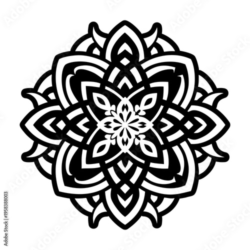 A glyph style icon showing flower pattern