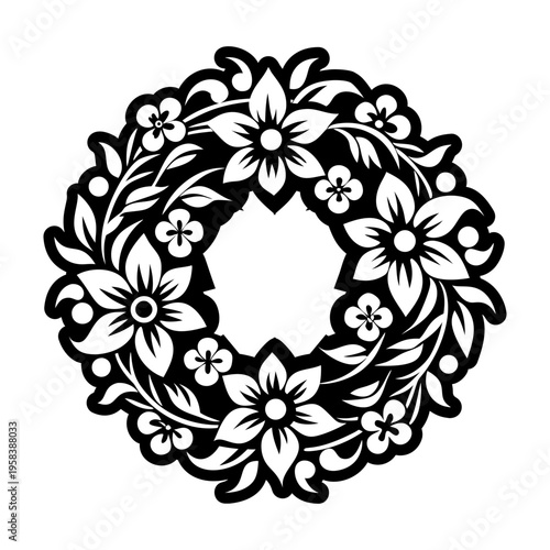 A glyph style icon of wreath tattoo