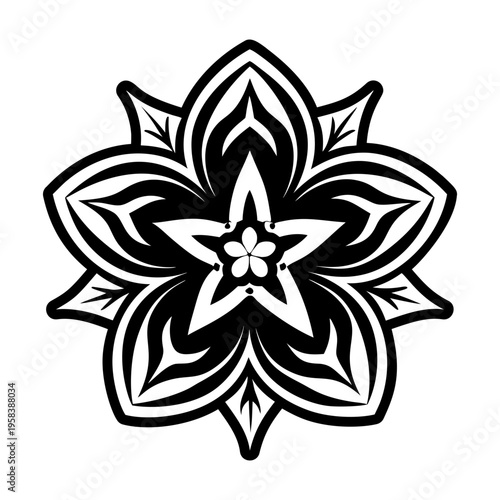 A filled style icon of flower petals tattoo artwork