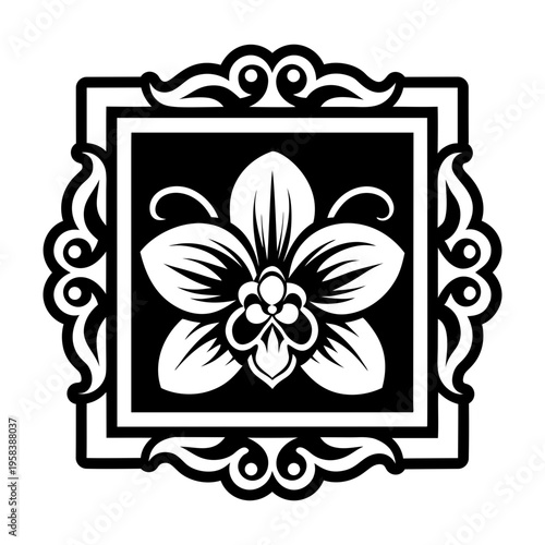 A glyph style icon showing orchid tattoo