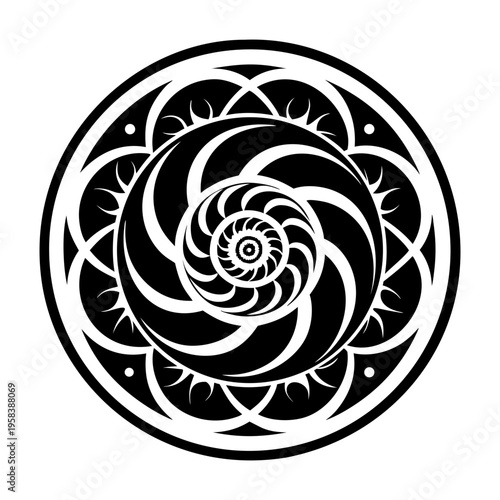 A solid style icon of spiral symbol tattoo