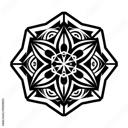 A filled style icon of octagonal flower tattoo