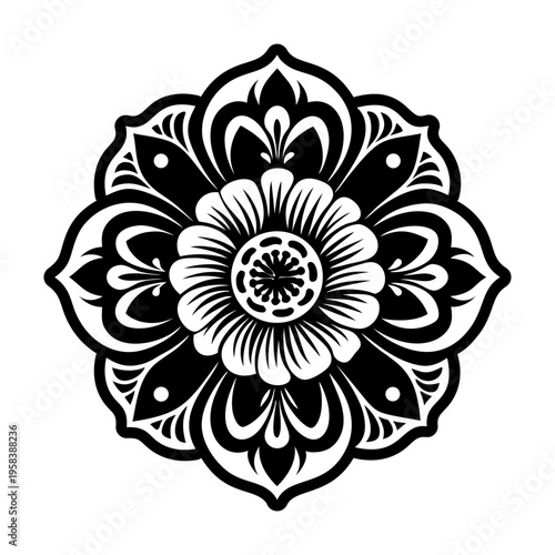 A glyph style icon of poppy flower tattoo