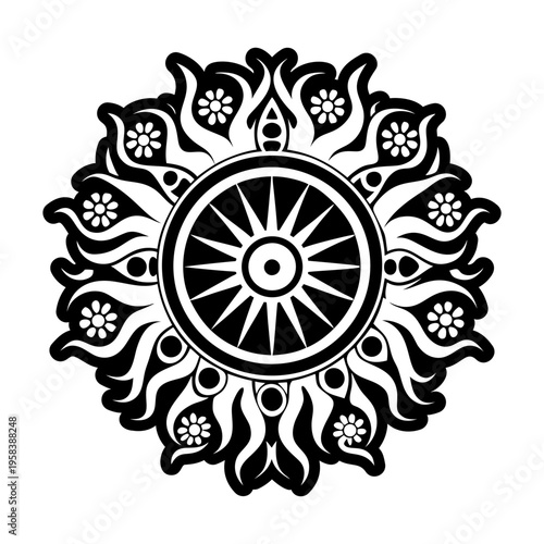 A filled style icon of sun tattoo