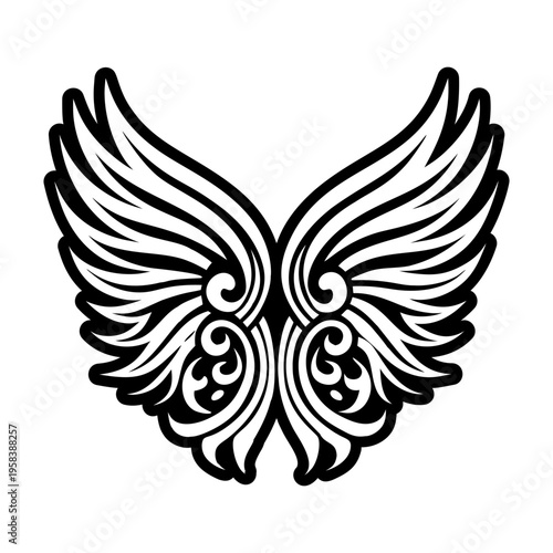 A glyph style icon showing wings tattoo
