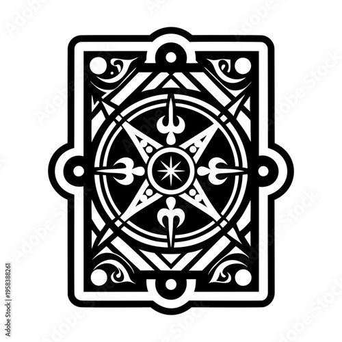 A filled style icon of tarot card tattoo