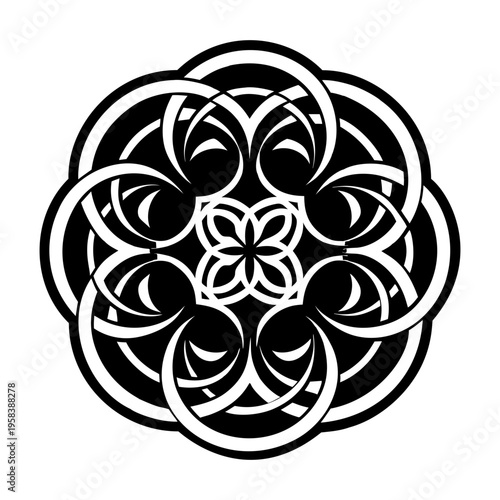 A solid style icon of overlapping tattoo