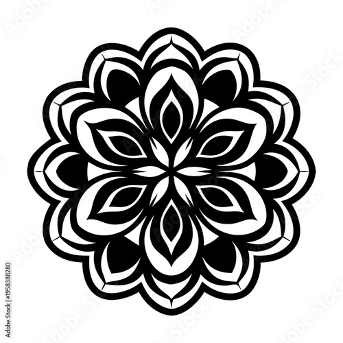 A filled style icon of flower tattoo