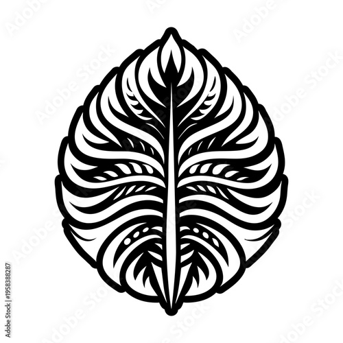 A glyph style icon of palm leaf tattoo