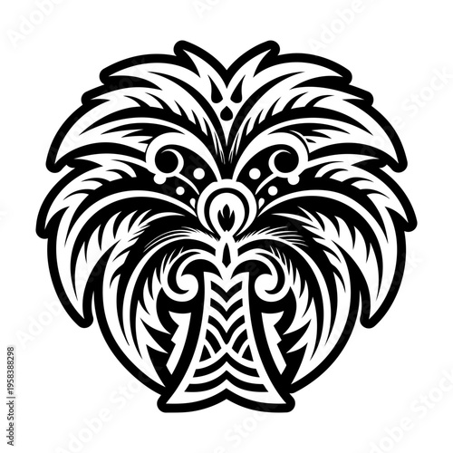 A solid style icon of palm tree tattoo