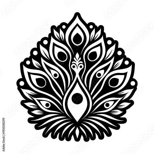 A filled style icon showing peacock feather