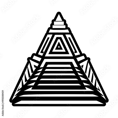 A solid style icon of pyramid symbol