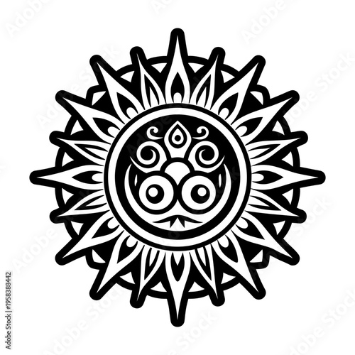 A glyph style icon of solar tattoo