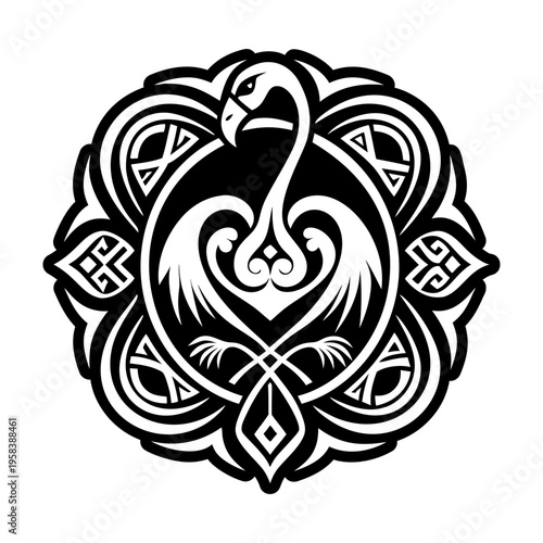 A solid style icon of flamingo tattoo