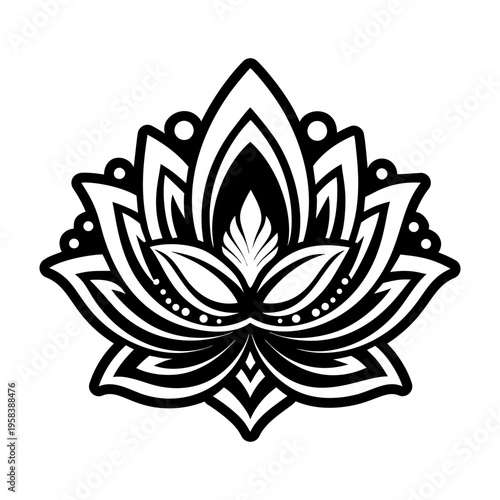 A filled style icon of lotus tattoo
