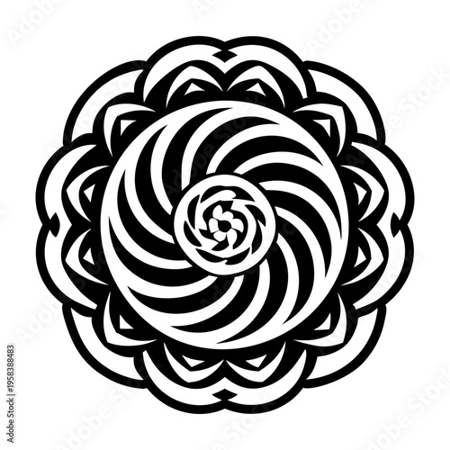 A filled style icon of spiral symbol