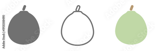 グアバのイラストセット 白黒 線画 カラー