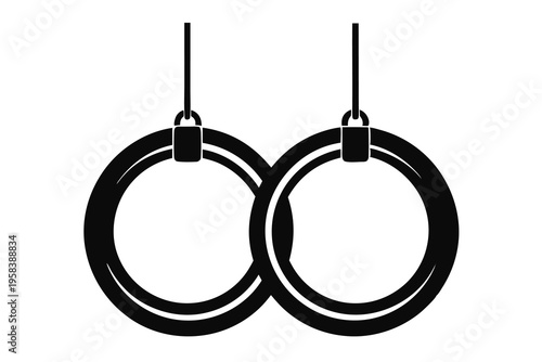 Professional athletic rings vector icon for fitness and gym.