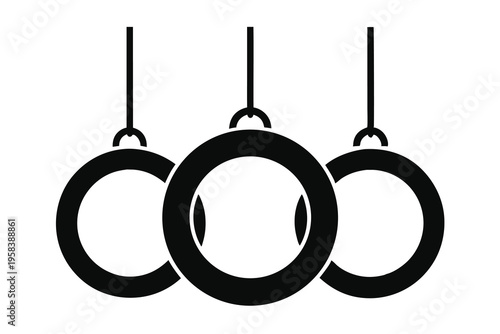 Professional athletic rings vector icon for fitness and gym.