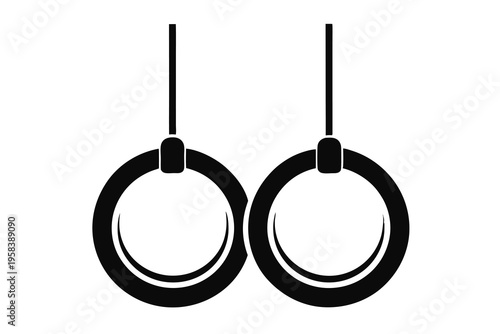 Gymnastics rings silhouette isolated on white background.