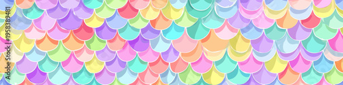 Pastel rainbow mermaid scales seamless pattern background. Cute iridescent texture creating a dreamy fantasy wallpaper for packaging