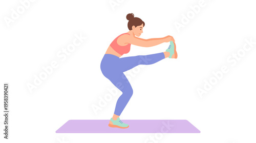 Woman performing yoga pose on mat.