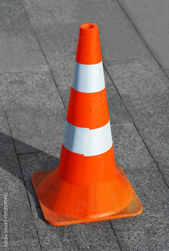 Traffic cone on street