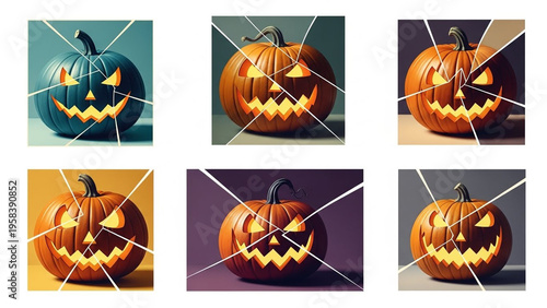 Collection of Spooky Jack-o-Lanterns for Halloween Celebrations.