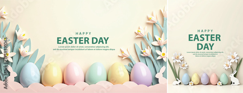 Elegant easter day background, Decorative happy easter day background for website, social media template