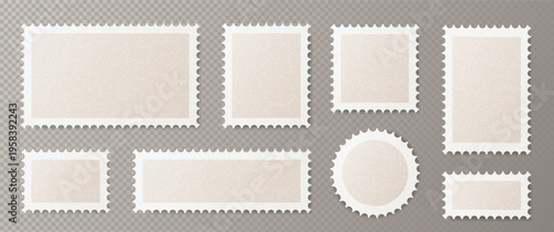 Retro postage stamps set on transparent background.eps