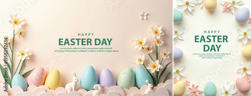 Elegant easter day background, Decorative happy easter day background for website, social media template