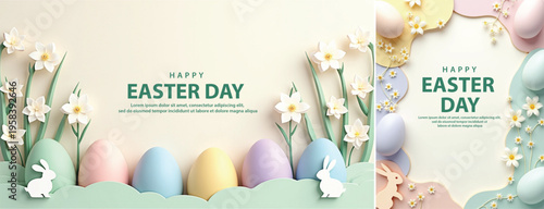 Elegant easter day background, Decorative happy easter day background for website, social media template