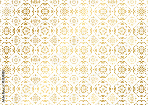 高級感のあるゴールドのダマスク柄シームレス背景素材