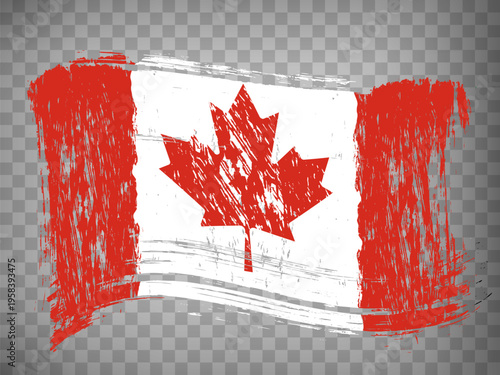 Flag of Canada brush strokes. Flag of Canada on transparent background for your web site design, app, UI. Distress style. EPS10.