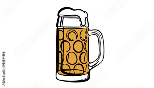 A beer mug icon with a foamy top and circular pattern