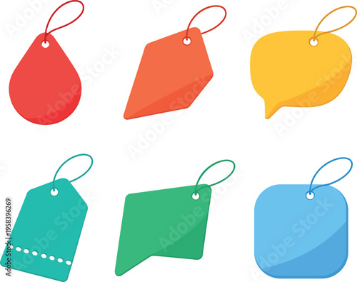 Colorful price tags and labels illustration