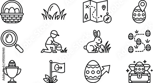 Easter icons and symbols illustrations